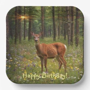 Assiettes En Carton Cerf en Forêt Magique