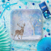 Assiettes En Carton Cerf En Vacances Hiver Woods (Fête)