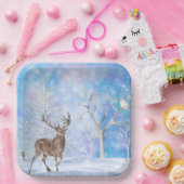 Assiettes En Carton Cerf En Vacances Hiver Woods (Fête)