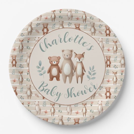 Assiettes En Carton Cerf et ours (Devant)