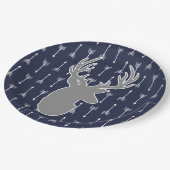 Assiettes En Carton Cerf gris et flèches blanches rustiques modernes (Angle)