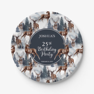 Assiettes En Carton Cerf rustique Woodsy   Forêt 25ème fête d'annivers