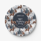 Assiettes En Carton Cerf rustique Woodsy | Forêt 90ème anniversaire fê (Devant)