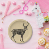 Assiettes En Carton Cerf vintage Illustré (Fête)