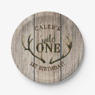 Assiettes En Carton Cerf Woodland Biche Bois Rustique 1er Anniversaire