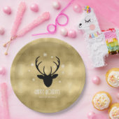 Assiettes En Carton Cerfs Antlers Silhouette & Flakes Gold ID861 (Fête)