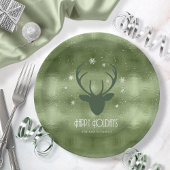 Assiettes En Carton Cerfs Antlers Silhouette & Snowflakes Green ID861