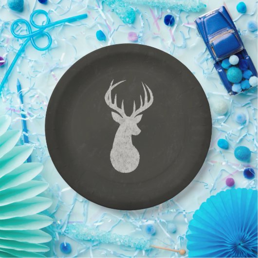 Assiettes En Carton Cerfs communs avec le dessin de craie (Fête)