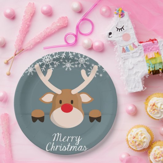 Assiettes En Carton Cerfs communs de Joyeux Noël (Fête)