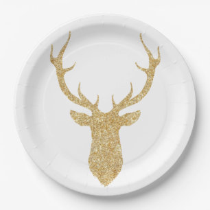 Assiettes En Carton Cerfs communs de Noël de parties scintillantes