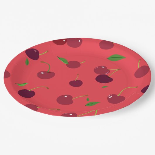 Assiettes En Carton Cerise 5 (Angle)