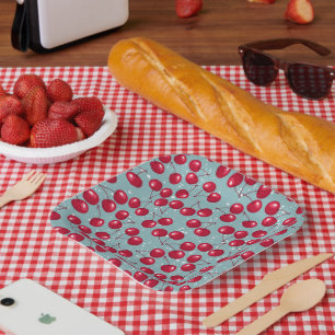 Assiettes En Carton Cerise d'hiver.