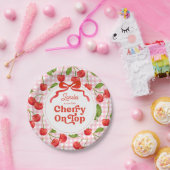 Assiettes En Carton Cerise personnalisée sur le dessus Plaques d'anniv (Fête)