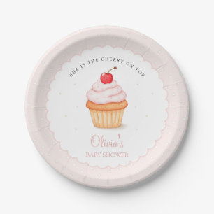 Assiettes En Carton Cerise sur le Baby shower supérieur