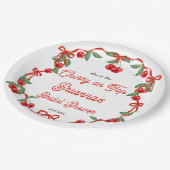 Assiettes En Carton Cerise sur ruban coquette douche de mariée (Angle)