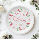Assiettes En Carton Cerise sur Top Baby shower d'aquarelle rose<br><div class="desc">Cherry on Top rose aquarelle Baby shower Plaques de papier Les articles correspondants sont disponibles.</div>