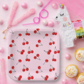 Assiettes En Carton Cerises  (Fête)