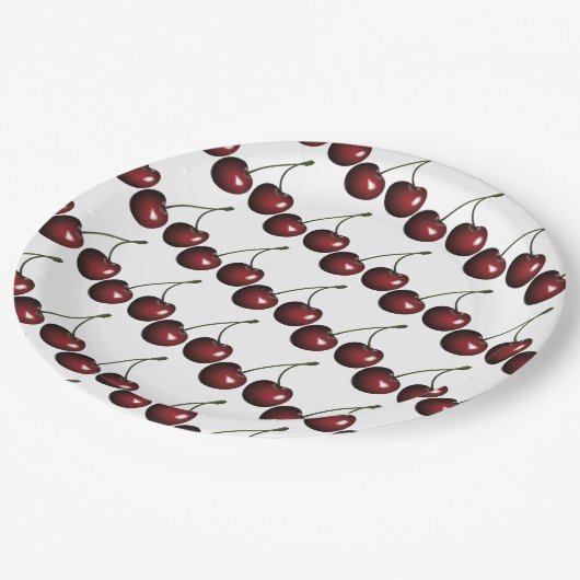 Assiettes En Carton Cerises (Angle)