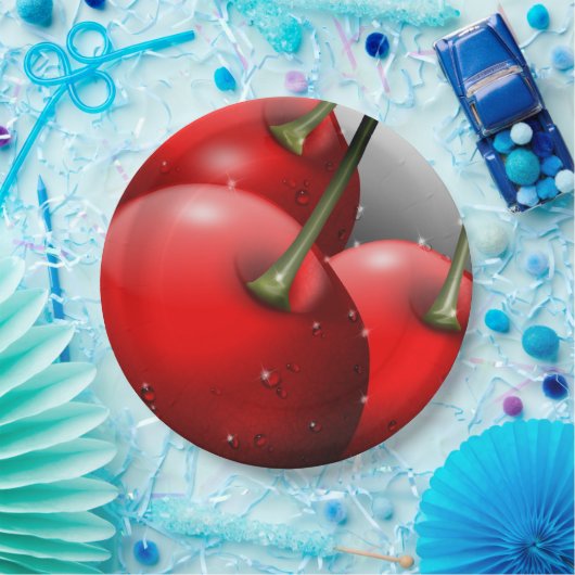 Assiettes En Carton Cerises avec gouttes de ragoût (Fête)