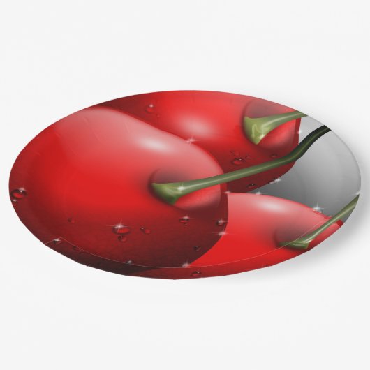 Assiettes En Carton Cerises avec gouttes de ragoût (Angle)