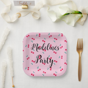 Assiettes En Carton Cerises cerises personnalisées Motif Pink Party