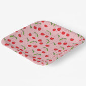 Assiettes En Carton cerises Motif Plaque en papier rose et rouge (Angulaire)