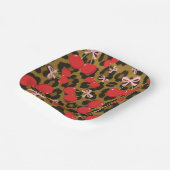 Assiettes En Carton Cerises rouges avec Empreinte de léopard de la coq (Angulaire)