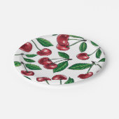 Assiettes En Carton Cerises rouges sur blanc (Angle)