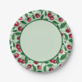 Assiettes En Carton Cerises rouges sur en vichy vert clair (Devant)