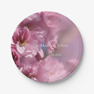 Assiettes En Carton cerisier rose fleurs mariage de printemps