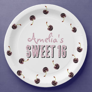 Assiettes En Carton Cerry Sweet 16 Soirée personnalisée