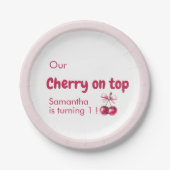 Assiettes En Carton Cerry Sweet Rouge & rose fête d'anniversaire (Devant)