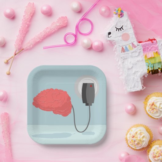 Assiettes En Carton Cerveau électrique (Fête)