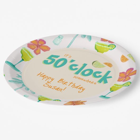 Assiettes En Carton C'est 50 heures Thème de fête (Angle)