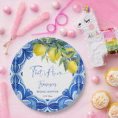 Assiettes En Carton C'est amore Bleu citron italien douche nuptiale (Fête)