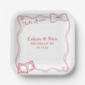 Assiettes En Carton C'est Amore Hand Drawn Pasta Rouge Mariage italien (Recto)