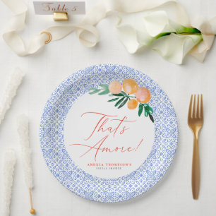 Assiettes En Carton C'est Amore Orange Italien Blue Fête des mariées