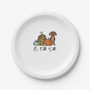 Assiettes En Carton C'est automne Y'all Jaune Dachshund Chien Leopard