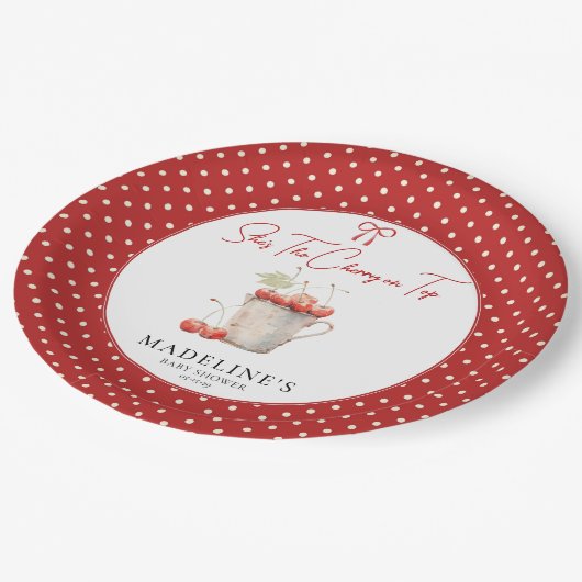 Assiettes En Carton C'est la cerise sur plaque de papier (Angle)