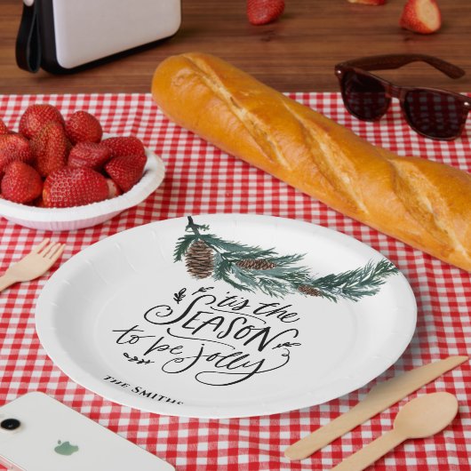 Assiettes En Carton C'Est La Saison D'Être Jolly Aquarelle Pine Cône (Pique-nique)