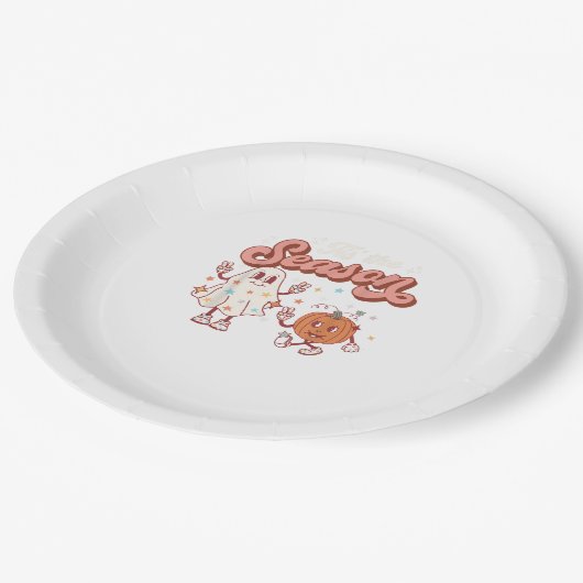 Assiettes En Carton C'Est La Saison Retro Halloween Party Funny Graphi (Angle)