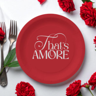Assiettes En Carton C'est l'Amore Shower de Mariage Rouge