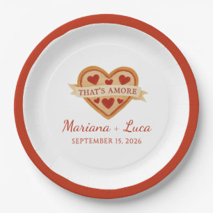 Assiettes En Carton C'est l'amour Chic Italien Pizza de mariage au coe