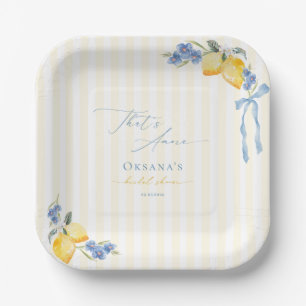 Assiettes En Carton C'est l'Amour Rayures Jaunes Italian Fête de Maria