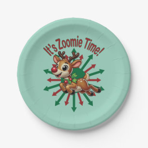Assiettes En Carton "C'est l'heure de Zoomie ! Renne de Noël