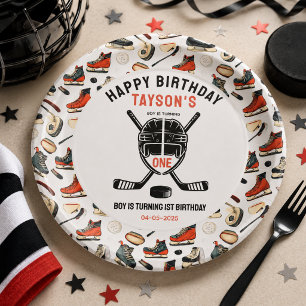 Assiettes En Carton C'est l'heure du match Hockey 1er anniversaire