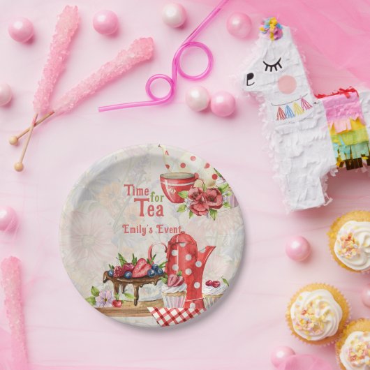 Assiettes En Carton C'est l'heure du thé ! Thé à l'anglaise rétro vint (Fête)