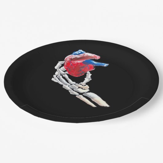 Assiettes En Carton C'Est Mon Coeur - Squelette Mains Coeurs (Angle)