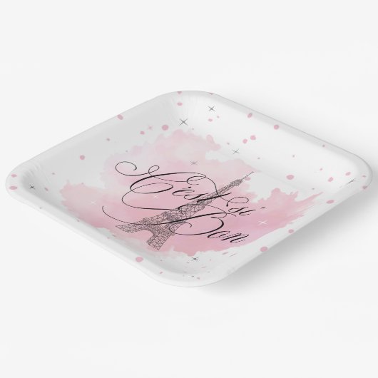 Assiettes En Carton C'est si Bon Parisian Sweet 16 Pink Splash ID1162 (Angulaire)