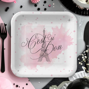 Assiettes En Carton C'est si Bon Parisian Sweet 16 Pink Splash ID1162
